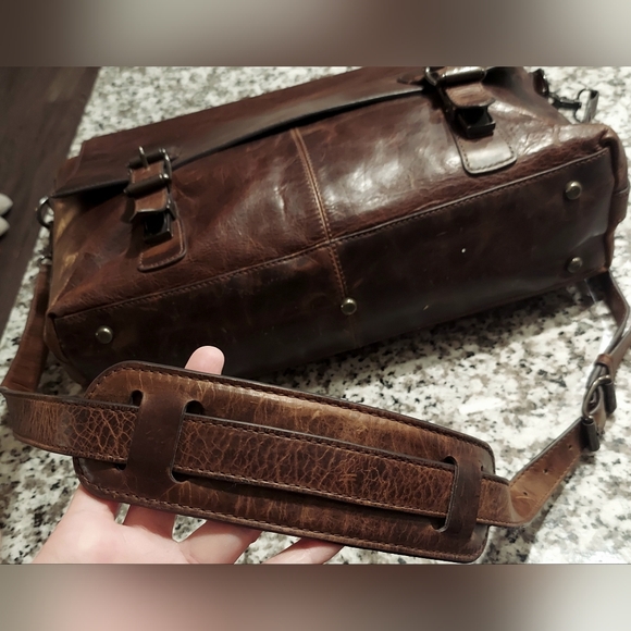 Frye Briefcase With Long Strap - Worn/distressed leather style - Dark Brown - Picture 17 of 17